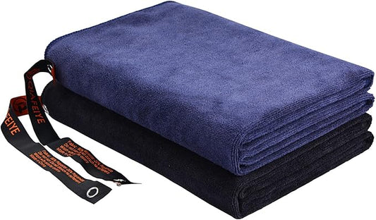 Gym Towels for Men Women Microfiber 20inch X 40inch Cycling Workout Sweat Towel Set Quick Dry Exercise Sports Travel Towel Fast Drying 2-Pack, Navy + Black