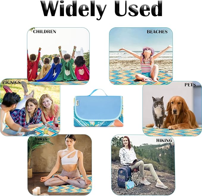 Picnic Blanket Waterproof Washable Foldable 58''x79'',Extra Large Picnic Mat, Dual Layers for Outdoor Water-Resistant Handy Mat, Beach, Intdoor,Camping on Grass - Sunny Holidays