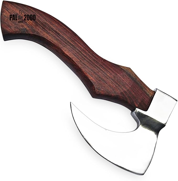 HUN-9974 Custom Handmade Viking Hatchet Axe Carbon Steel Head Bearded Camping Tomahawk Battle Ax with Sheath Ideal Gift for Men