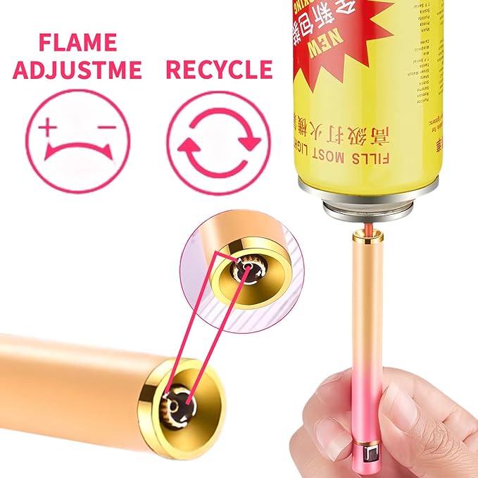 Unique Cute Pink Gradient Mini Lighter Creative Wheel Design, Butane Lighter Refillable Novelty Lighter for Fireplace Candle Camping BBQ (No Butane Fuel) (08)