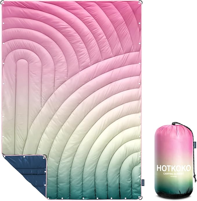 Camping Blanket,Packable Down Alternative Puffy Printed Camping Blanket Lightweight Outdoor Blanket for Camping,Traveling, Stadium, Hiking, Picnics
