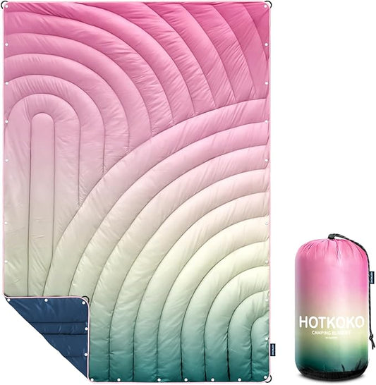 Camping Blanket,Packable Down Alternative Puffy Printed Camping Blanket Lightweight Outdoor Blanket for Camping,Traveling, Stadium, Hiking, Picnics