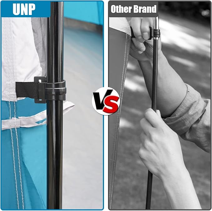 UNP Camping Tent 8/9 Person, Family Camping Tent, 5 Large Ventilation Mesh Windows, 14'x14'x78 inches Tall with Dividers Curtain for 2 Room