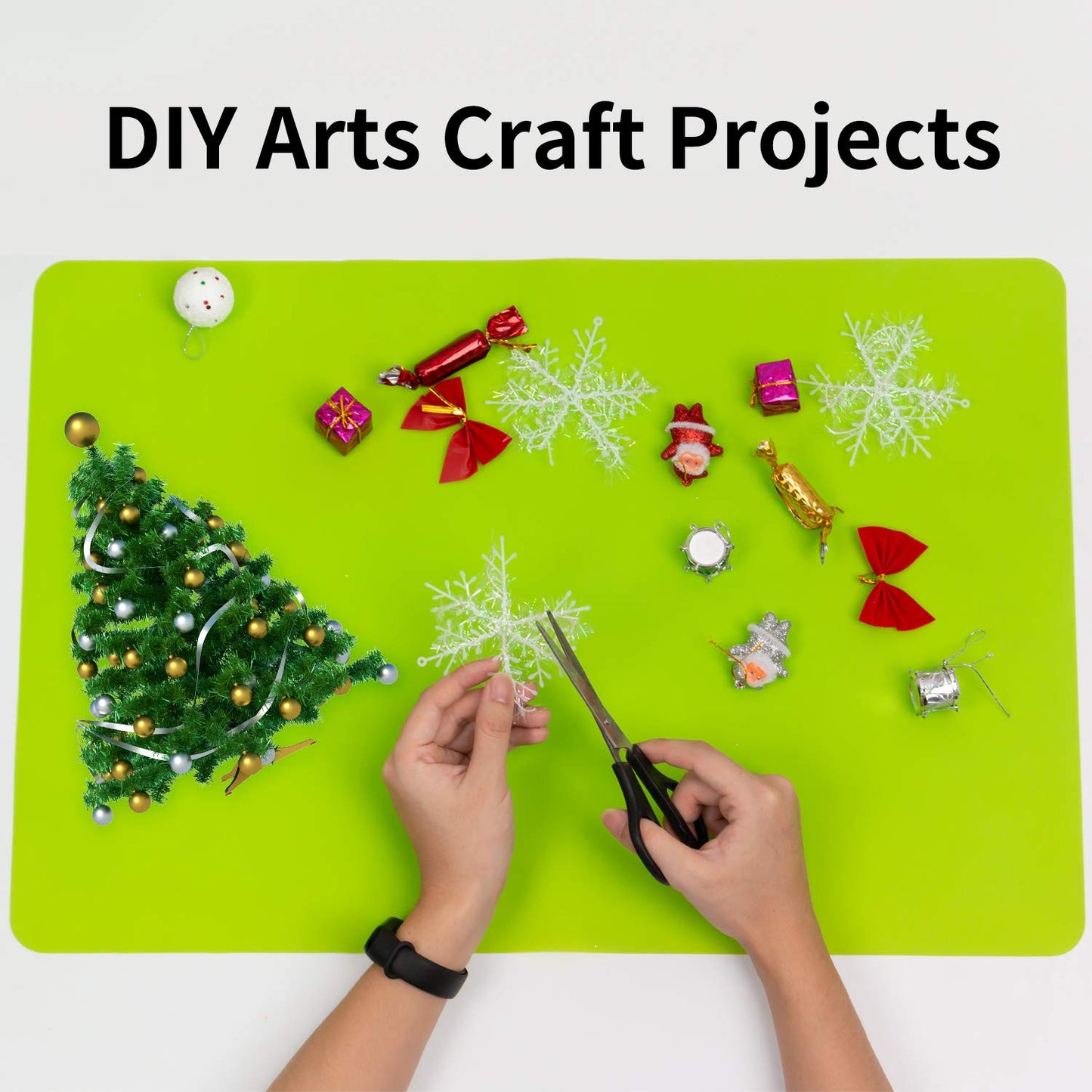 2 Pack Extra Large Silicone Mats for Crafts, Silicone Placemats for Dining Table Countertop Protector, Heat Resistant Baking Mat Reusable Dough Rolling Pad (Blue & Green, 23.6''x15.7'')