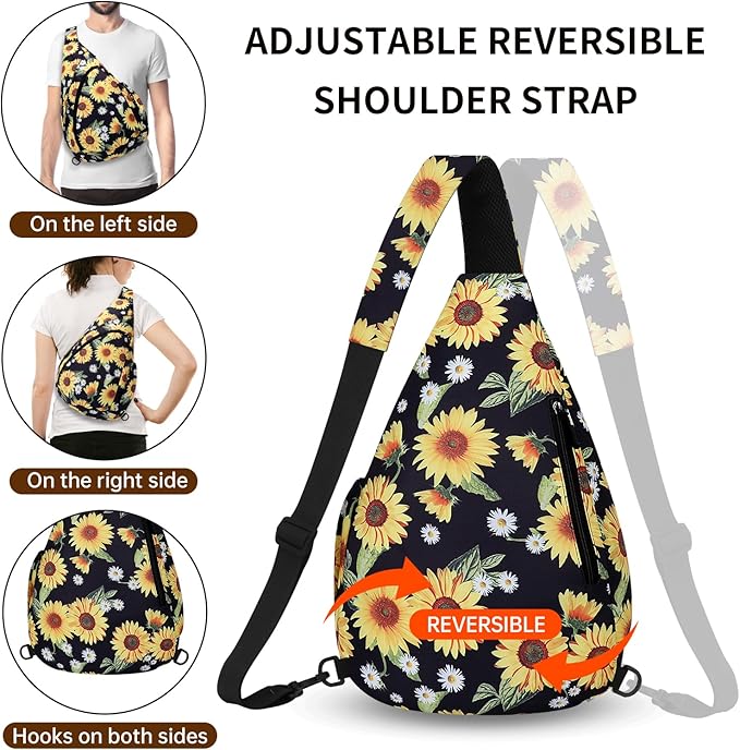 HUA ANGEL Crossbody Sling Bag for Men & Women Lightweight Waterproof Chest Shoulder Bag for Travel Hiking & Everyday Use
