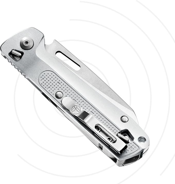 LEATHERMAN, FREE K4 EDC Pocket Multitool with Knife, Magnetic Locking, Aluminum Handles and Pocket Clip, Made in the USA, Silver (K4X with Serrated Blade)