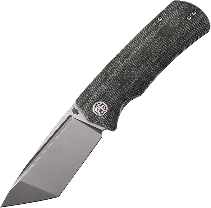 Petrified fish PFP01T Beluga,3.58" K110 Stonewashed Blade,154g Micarta Handle Front Flipper Liner lock Folding knife (Green Micarta, Stonewashed)