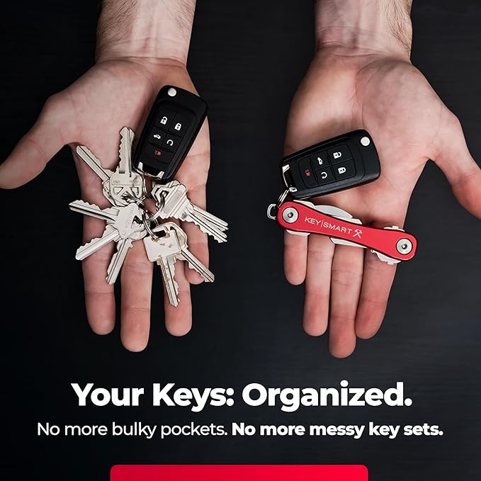 KeySmart Rugged Key Organizer for Men - Compact Multi-Tool Key Holder with Bottle Opener and Pocket Clip (Up to 14 Keys)