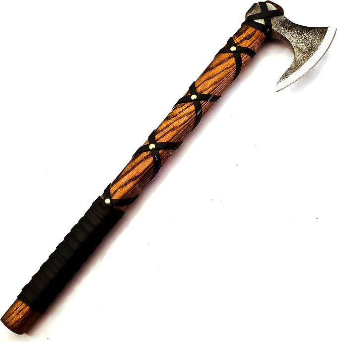 Hand Forged Viking Axe of Ragnor Lorthbrook- Battle Ready Viking Axe -with Ash Wood-Best Gift (Viking Ragnor (Brown))