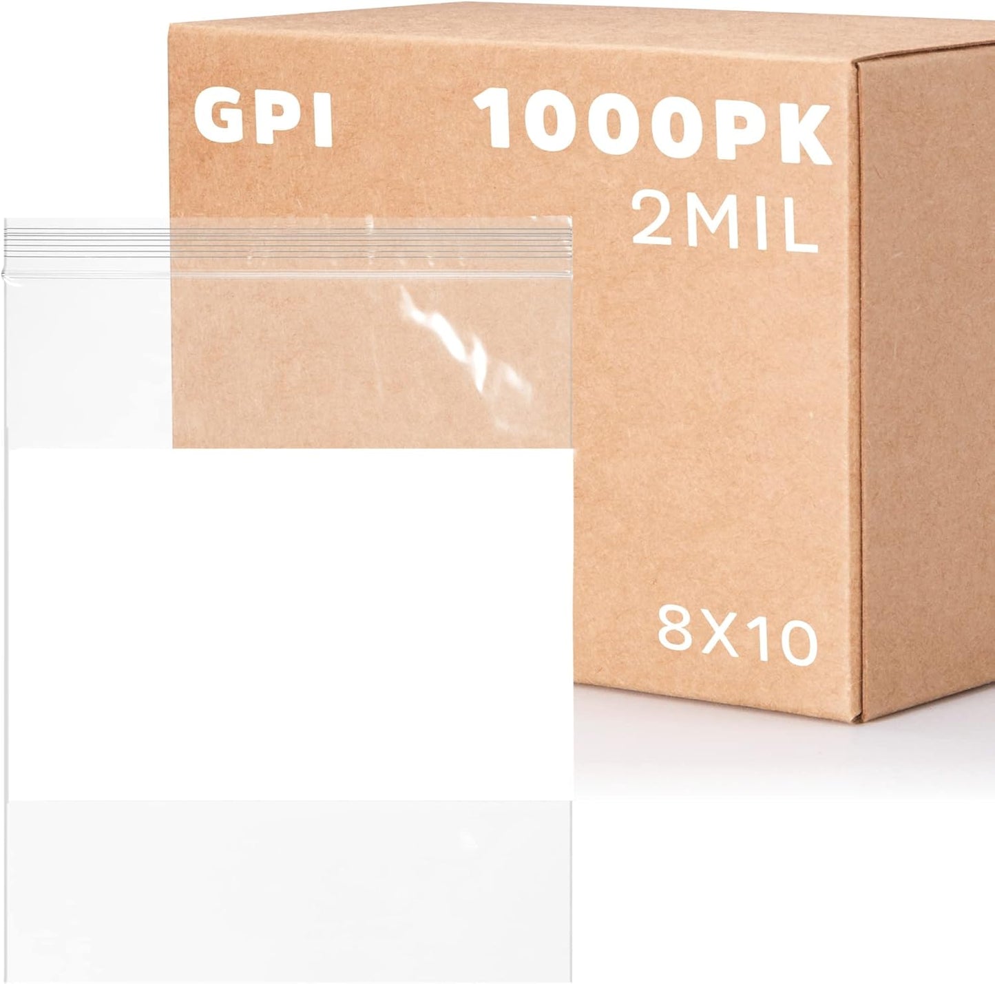 1000 Count, 8" x 10" 1/2 Gallon Zip Bags, 2 Mil Thick Clear Plastic Reclosable Zipper Lock Bags with Write-on White Block, with Resealable Zip Top Lock for Food Storage, Sandwiches & Office Supplies