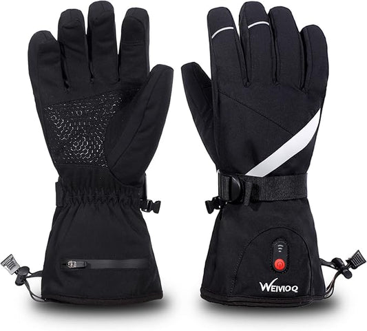 Heated Gloves for Men Women 7.4V 3003mAh Battery Thick Rechargeable Heated Ski Gloves Touchscreen Waterproof Electric Hand Warmers for Winter Skiing Hiking Camping