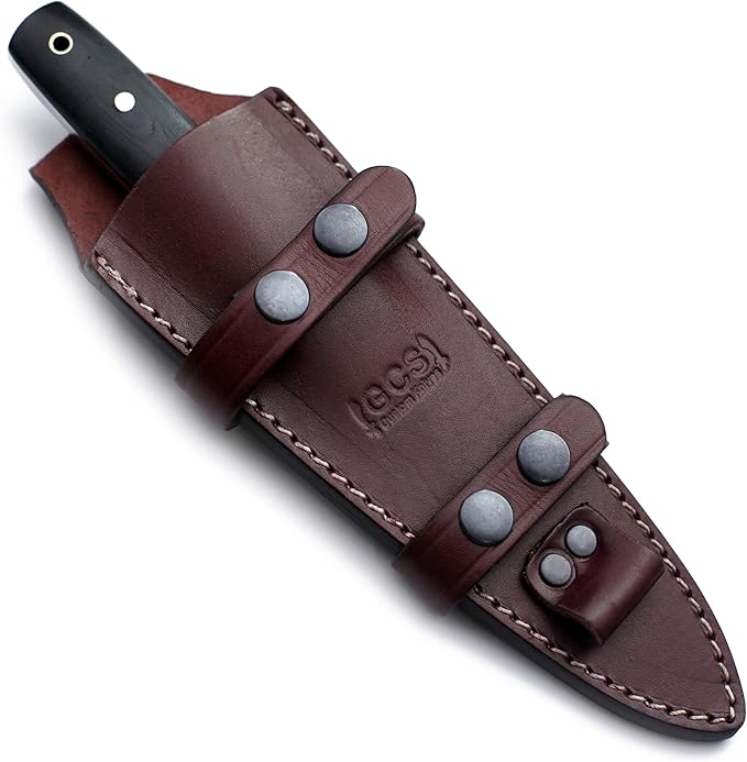 GCS Custom Handmade Black Micarta Handle D2 Tool Steel Knife Buffalo Hide Sheath 168