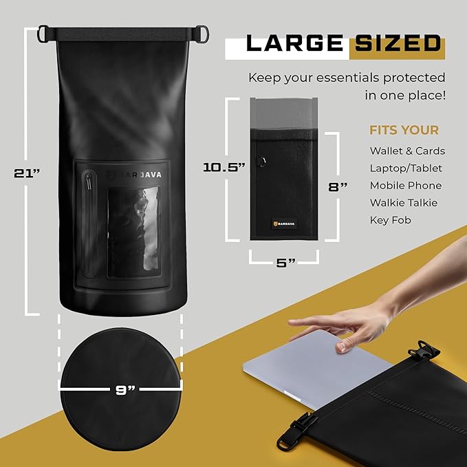 Faraday Bag, Military Grade Shield Bag, Waterproof EMP Cage, Dry Bag for Laptops & Phones, Go Dark Large Faraday Bags