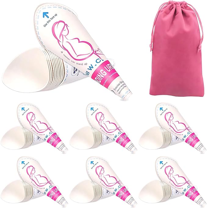 JIURUN 30PCS/50PCS Disposable Female Urination Device, Portable Pee Funnel Standing Pee Disposable for Women, Waterproof Paper Female Urinal Funnel for Travel, Camping, Hiking, Outdoor Activities