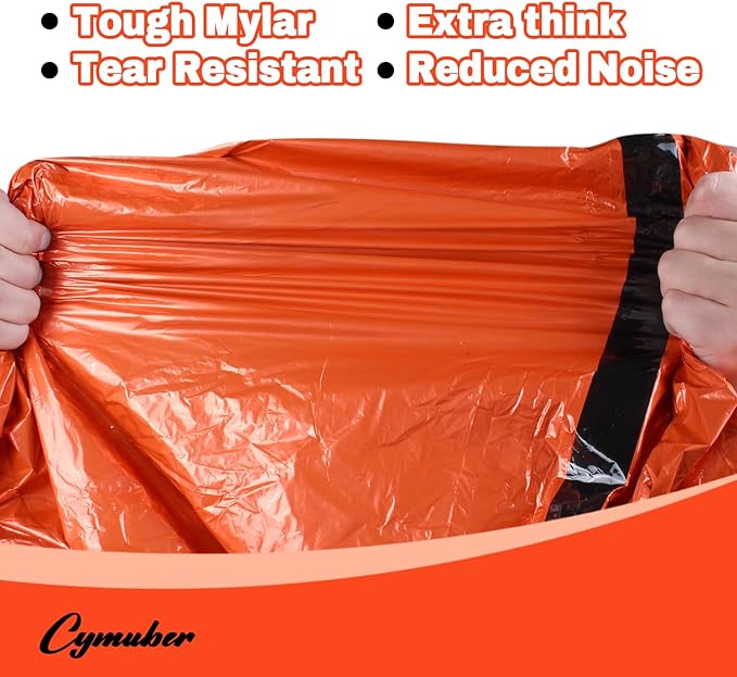 Emergency Sleeping Bag Survival Bag, Cymuber Portable Waterproof Thermal Bivy Sacks Tac Bivvy Bags,Camping Mylar Sleeping Bag Survival Gear Emergency Blankets Survival Shelter
