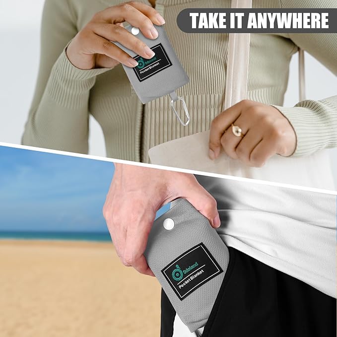 Odoland Beach Blanket Picnic Blanket, SandProof Waterproof Outdoor Pocket Blanket with Portable Bag, Foldable Lightweight Sand Free Quick Drying Beach Mat for Hiking Camping Picnics Travel Concert