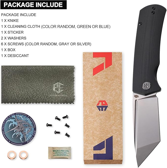 Petrified fish PFP01T Beluga,3.58" K110 Stonewashed Blade, Front Flipper Liner lock Folding knife (Black G10, Stonewashed)