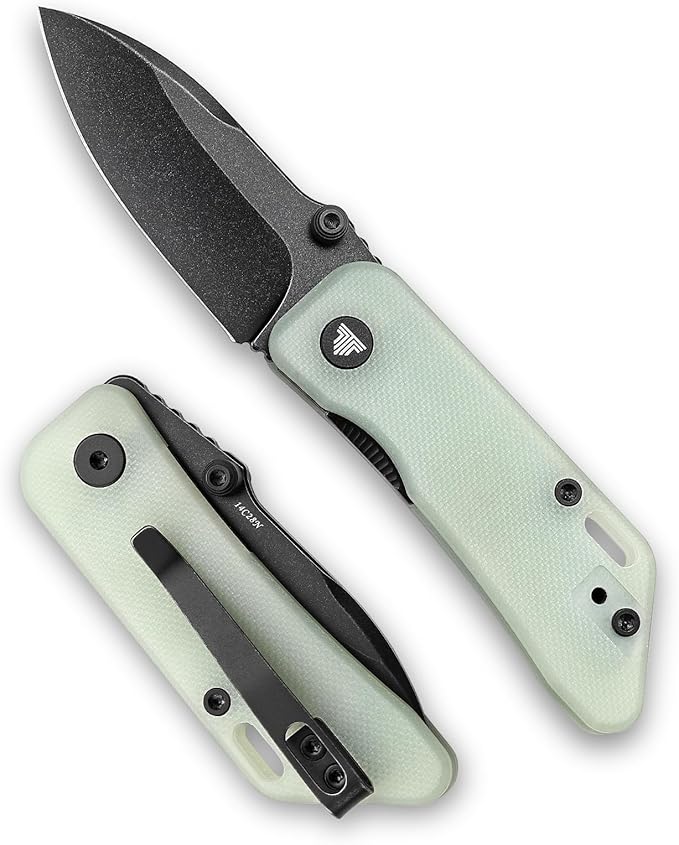 Folding Knife for EDC,2.32in Sandvik 14C28N Stainless Steel Blade, G10 Handle with Clip,Thumb Studs Pocket Knives Gift for Men,Bootes-03