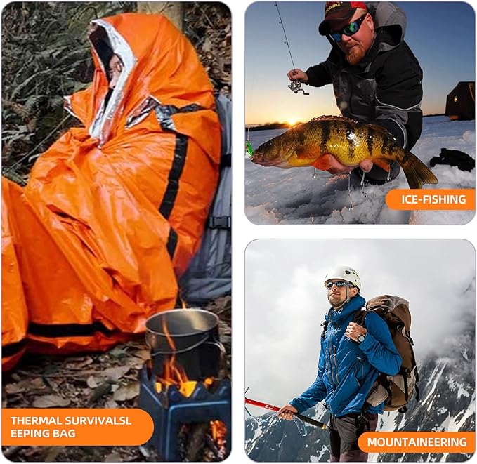 Emergency Sleeping Bag, Survival Sleeping Bag, Survival Bivouac Bag, First Aid Rescue Blankets, Waterproof Emergency Blanket, Warm Tube Tent, Ultralight, Heat Repellent, Cold Protection, Rescue Tent