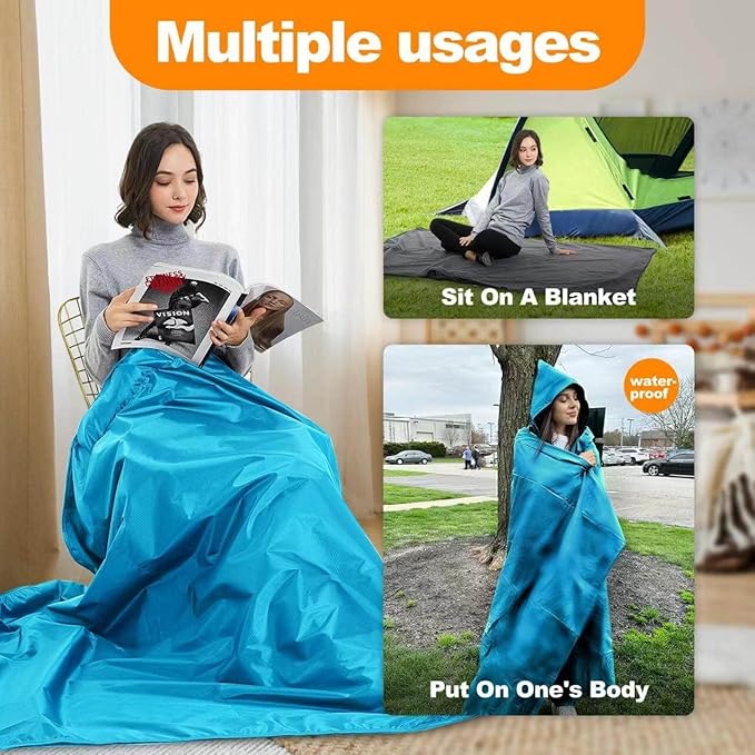 DOBYE Hooded Stadium Blanket, Large Waterproof Outdoor Fleece Blanket, Windproof Wearable Portable Warm Mat for Camping