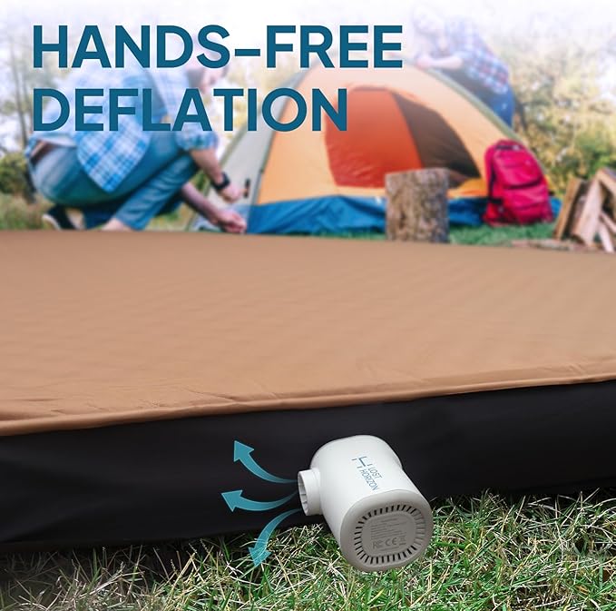 LOSTHORIZON Air & Foam Camping Mattress, Self-Inflating Sleeping Pad, 4.5" Thick, with Air Pump, Queen