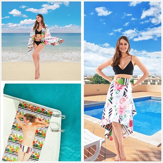 HAOKUN Microfiber Sand Free Beach Towel Blanket-Quick Fast Dry Super Absorbent Lightweight Thin Towel for Travel Pool Swimming Bath Camping Yoga Gym Sports Idea … (Rose flower1)
