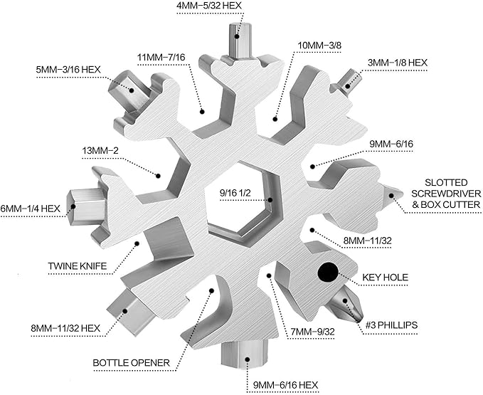 Stocking Stuffers Gifts for Men Dad, 2 Pack 18 in 1 Snowflake Multitool Christmas Birthday Gifts for Mens Grandpa Dad Son, Tool Gadgets