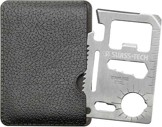 SWISS+TECH ST33309 15-in-1 Credit Card Survival Multi-Tool for Wallet, Keychain, Pocket (Single Pack)