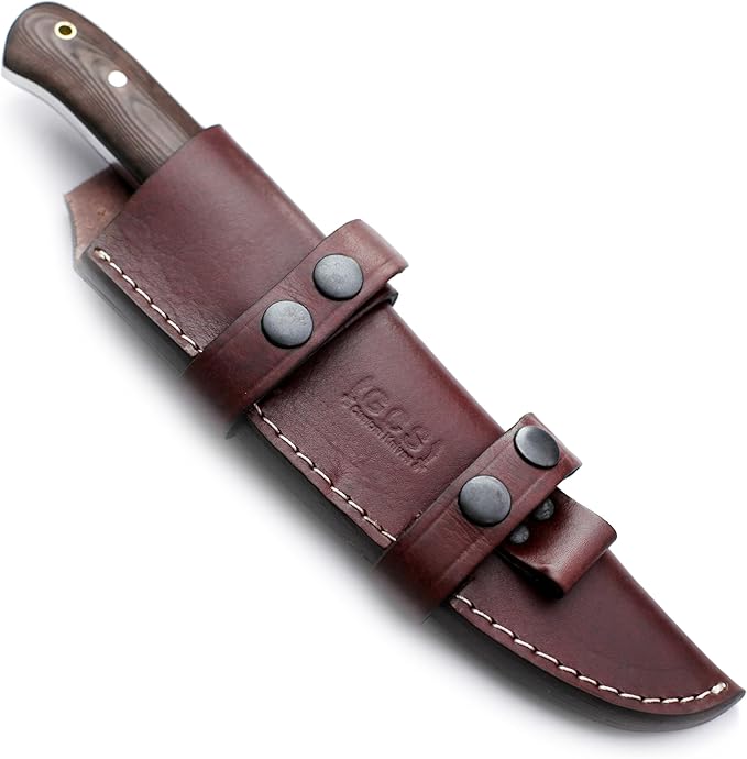 GCS Custom Handmade Brown Micarta Handle D2 Tool Steel Knives Buffalo Hide Sheath GCS 135