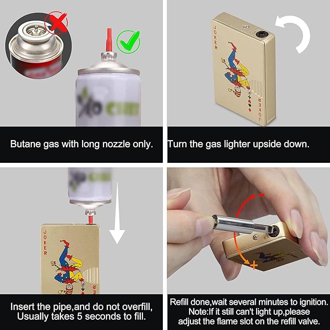 Jet Torch Lighter, Ace Card Green Flame Lighter, Metal Poker Design Windproof Refillable Butane Cool Lighter, Outdoor, Indoor, Camping, BBQ, Candle, Birthday, Gift for Men/Women (Without Gas)