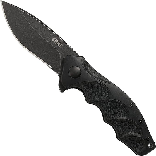 CRKT Foresight EDC Assisted Folding Pocket Knife: Urban Everyday Carry, Black Blade, IKBS Ball Bearing Pivot, Liner Lock, Grooved Glass Reinforced Nylon Handle, Deep Carry Pocket Clip K221KKP