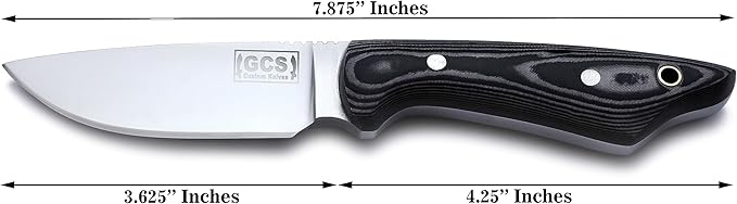GCS Custom Handmade Black Micarta Handle D2 Tool Steel Skinner Bushcraft Knife Knives Bowie Buffalo Hide Sheath 138