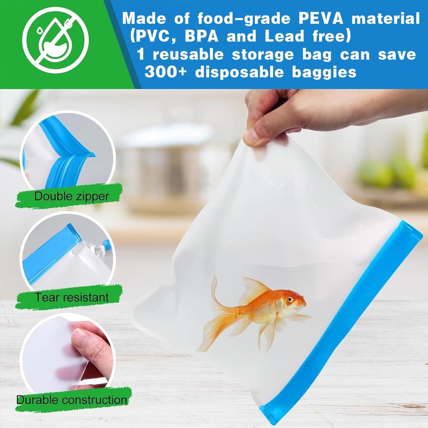 10 Pack Reusable Sandwich Bag Dishwasher Safe, Silicone Leakproof Reusable Freezer Bags, BPA Free Reusable Food Storage Bags for Candy, Snack, Cereal, Travel Items, Home Organization