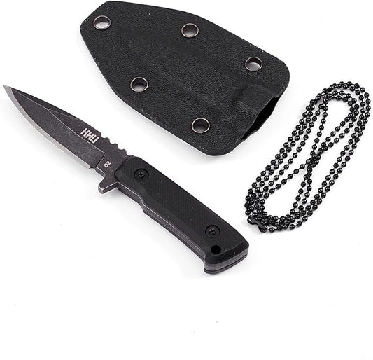 Neck Knife Fixed Blade EDC Knife - Knife Necklace Mini Knife Survival Knife Neck Knives - D2 Steel G10 Handle - Outdoor Hunting Camping Gear with kydex Sheath