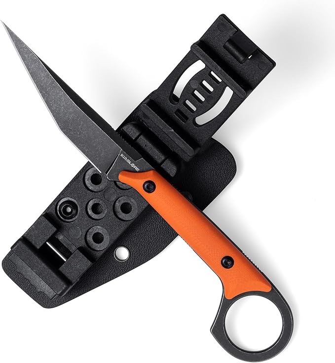 KS527 Fixed Blade Knife, D2 Blade G10 Handle for Men Women, with Kydex Sheath, Utility Knife for EDC Survival Hiking Camping Outdoor Everyday (Orange)
