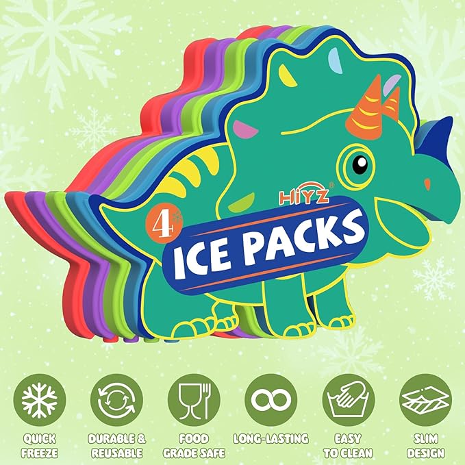 HiYZ Slim Ice Packs for Lunch Boxes - Reusable Kids Ice Packs - Quick Freeze, Space Saving, Long-Lasting Cooler for Lunch Box, Thin Ice Packs Ideal for Travel, Picnics, and School