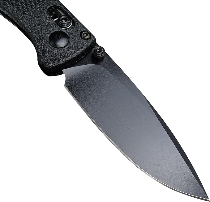 HUAAO Mini Bugout Folding Pocket Knife, Plain Edge, Thumb Stud Manual Open, Glass Reinforced Nylon Grivory Handle with Belt Clip for EDC Camping (black blade)