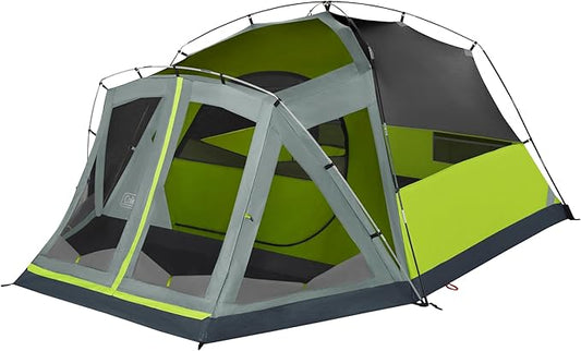 Coleman Skydome Camping Tent with Screened Porch & 5-Minute Setup, Weatherproof 4/6/8 Person Tent with Rainfly & Carry Bag, Made of PFAS-Free Materials