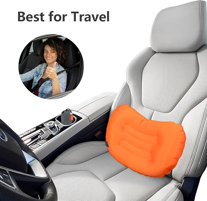 SJC Inflatable Camping Pillow – Ultralight Compact Neck Pillow for Camping Backpacking and Travel Ergonomic Lumbar Support for Sleeping