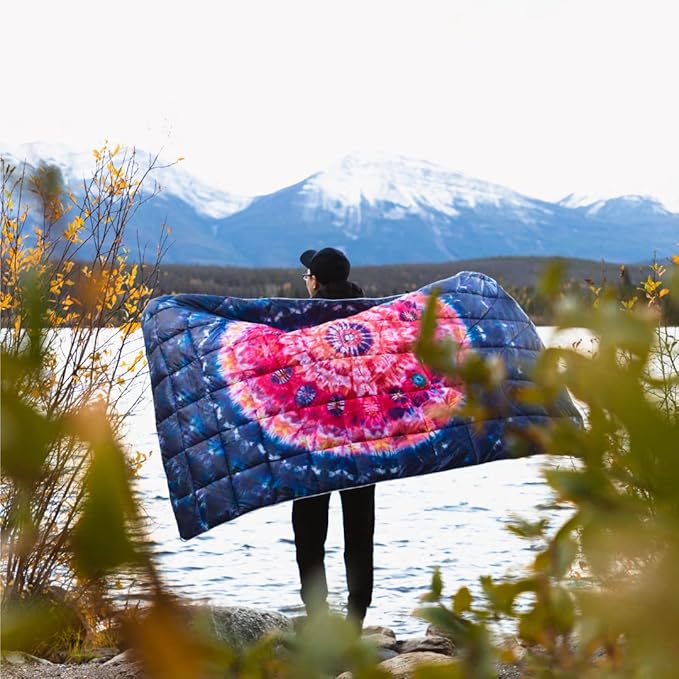 Rumpl The NanoLoft Puffy Blanket | Indoor Outdoor Camping Blanket for Traveling, Picnics, Beach Trips, Concerts | 52" x 75" | Cosmic Soul, 1-Person