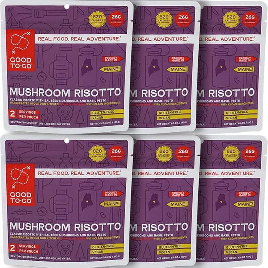 GOOD TO-GO Mushroom Risotto | Camping Food, Backpacking Food | Just Add Water Meals, Backpacking Meals | Dehydrated Meals Taste Better Than Freeze Dried Meals