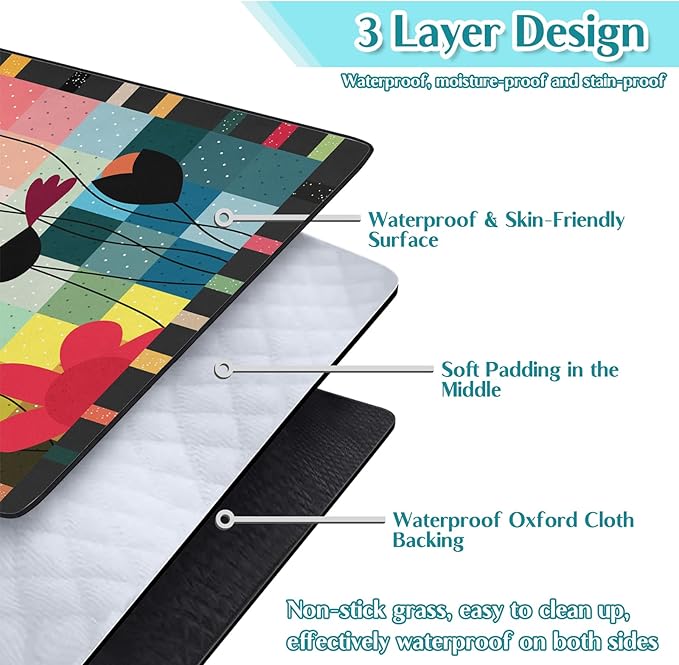 Boho Floral Picnic Blanket Waterproof Foldable Extra Large Picnic Mat Beach Blanket 60"x80" for Camping Beach Hiking Patio Party Outdoor Decor Gifts