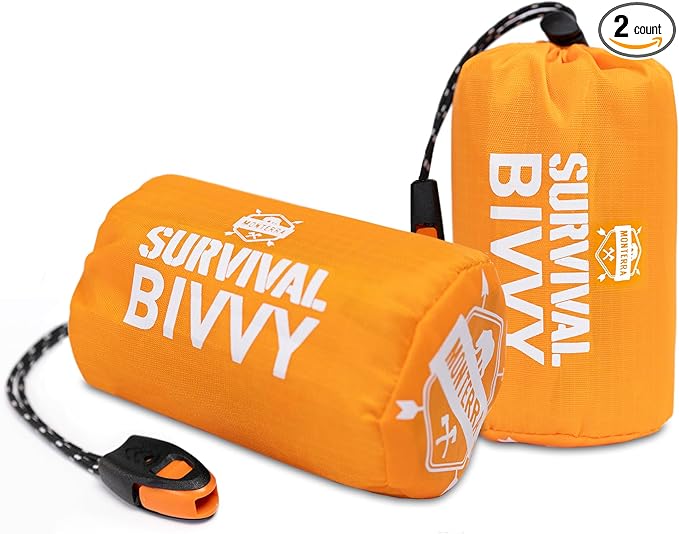 Monterra Emergency Survival Bivvy, Sleeping Bag, Hiking Essentials, Bivy Sack, Outdoor Gear and Equipment, Camping Accessories.