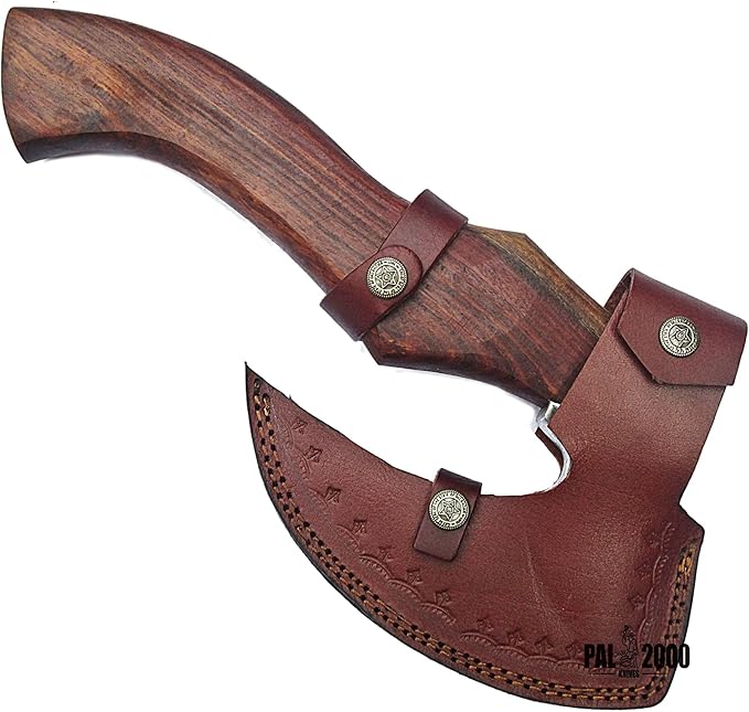 HUN-9974 Custom Handmade Viking Hatchet Axe Carbon Steel Head Bearded Camping Tomahawk Battle Ax with Sheath Ideal Gift for Men