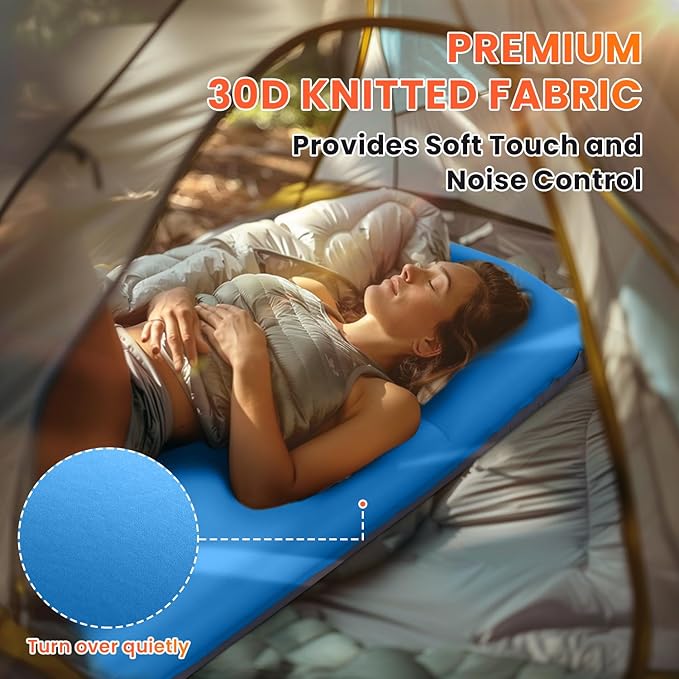 Self Inflating Sleeping Pad with Built-in Electric Pump, 3.15” Thick Memory Foam Camping Mattress, Fast Inflating Camping Sleeping Pad with Pillow, 4 Season Insulated Sleeping Pad for Camping, Tent