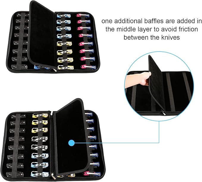 Knife Display Case, Pocket Knife Case with 32 Slots, Folding Knife Holder, Small Knife Storage Organizer, Knives Roll Collection Pouch Carrier Bag for Survival Tactical Outdoor for EDC Mini Knife