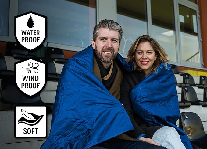 Waterproof Outdoor Blanket Large Fleece Stadium & Camping Blankets for Cold Weather. Perfect for Outdoors, Car, Dogs, Picnic. Windproof, Quilted, Extra Warm, Machine Washable
