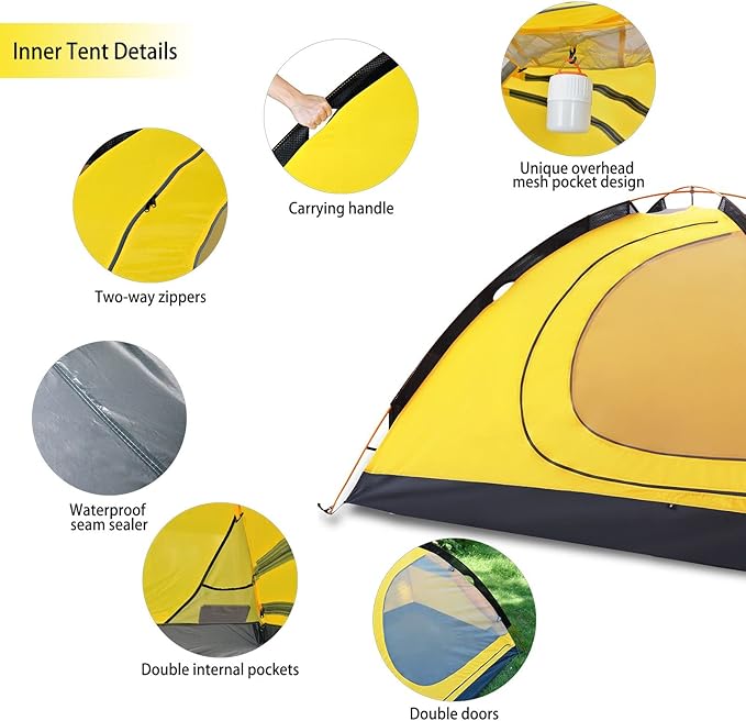 GEERTOP Ultralight 2 Person Backpacking Tent 4 Season Waterproof Camping Tent Double Layer Cold Weather Easy Set Up Tents for Family Camp, Hiking, Hunting Outdoor Mountaineering Travel