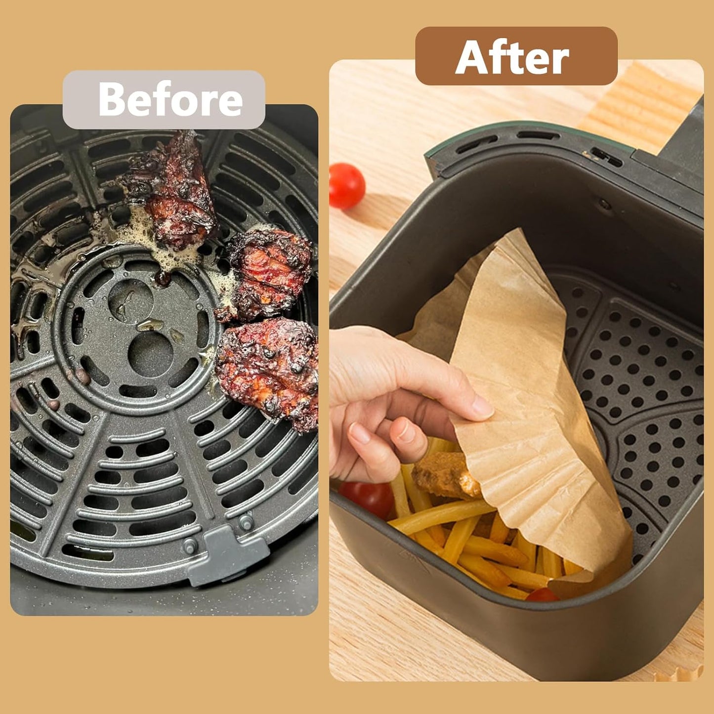 150 Pack 8.5 Inch Air Fryer Liners, Parchment Paper Sheets for Air Fryer Basket, Non-Stick, Disposable, Unbleached, Heat Resistant, Fits 5-8QT Air Fryers, Oil-Free & Healthy Cooking(Bottom size: 7in)