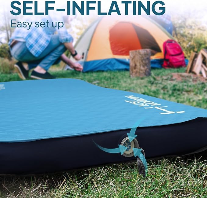 LOSTHORIZON Air & Foam Camping Mattress, Self-Inflating Sleeping Pad, 4.5" Thick, with Pump Sack, Slim Single